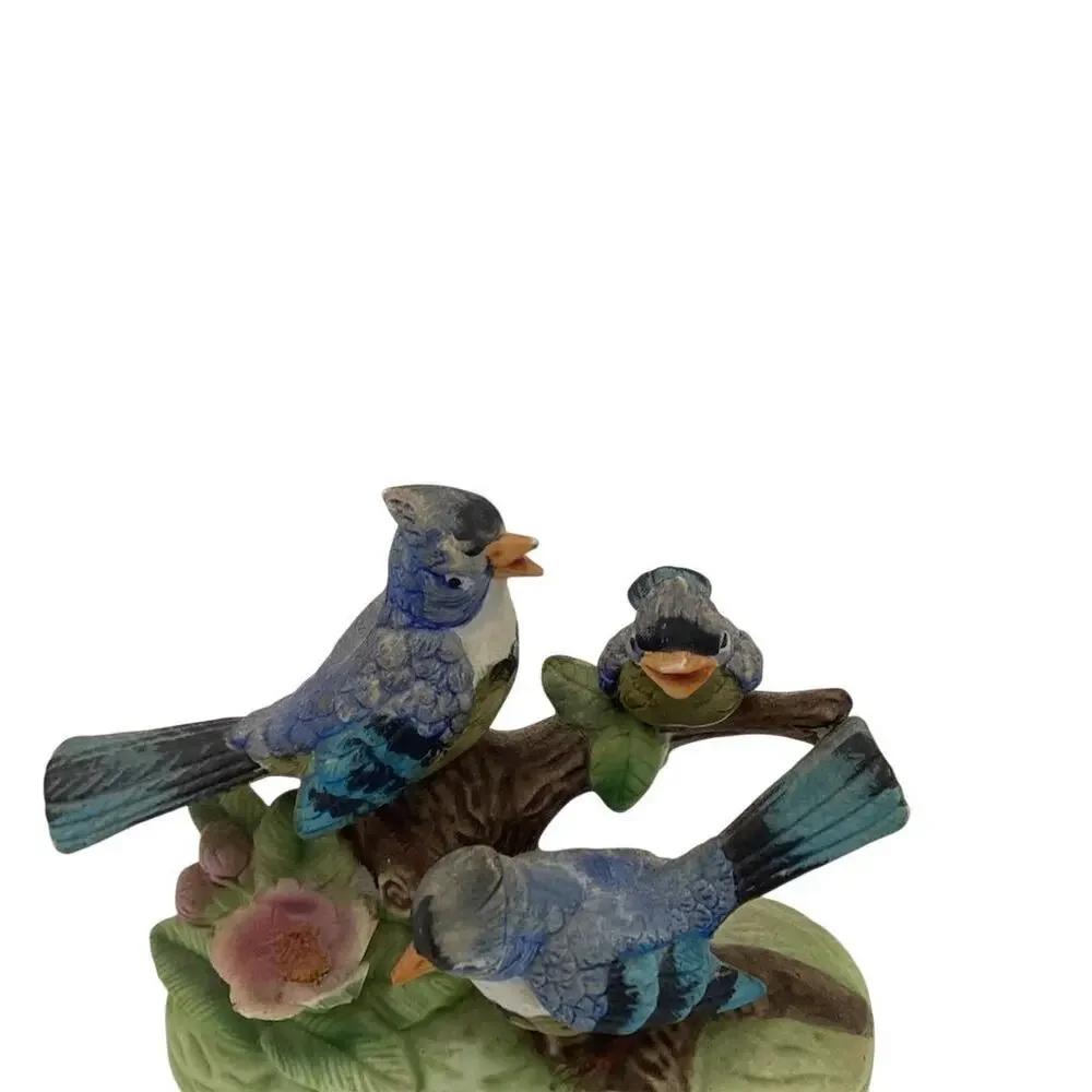 Andrea by Sadek‎ Vintage Bluebird Figurine White with Floral Accents